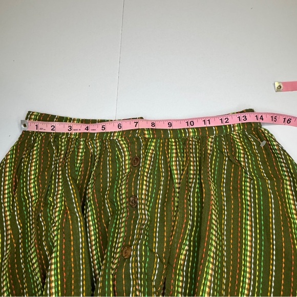 Namchi Bliss Urban Outfitters Green Boho Mini Skirt M | Button Front Cotton NWOT - Picture 3 of 7